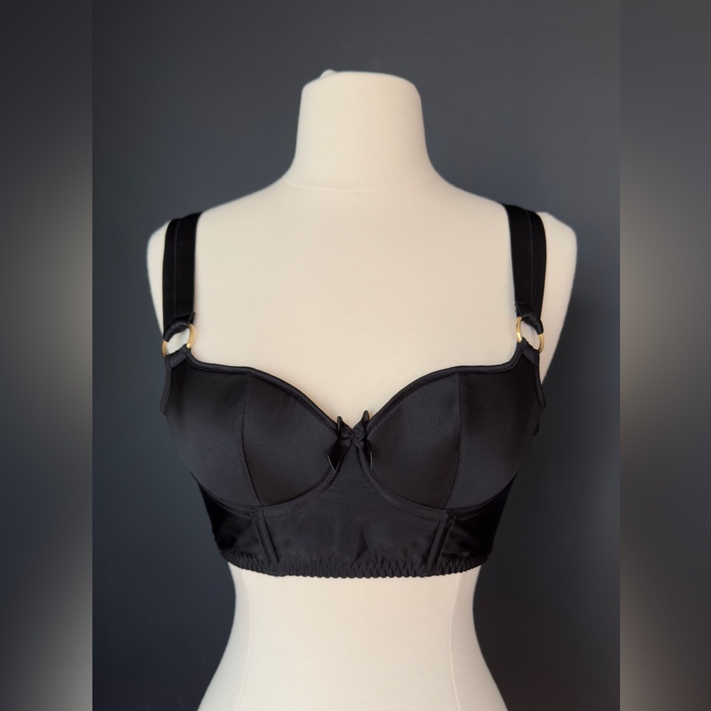 *NWT* BORDELLE Signature Silk Longline Bodice Bra Black SS 32B - Picture 4 of 13